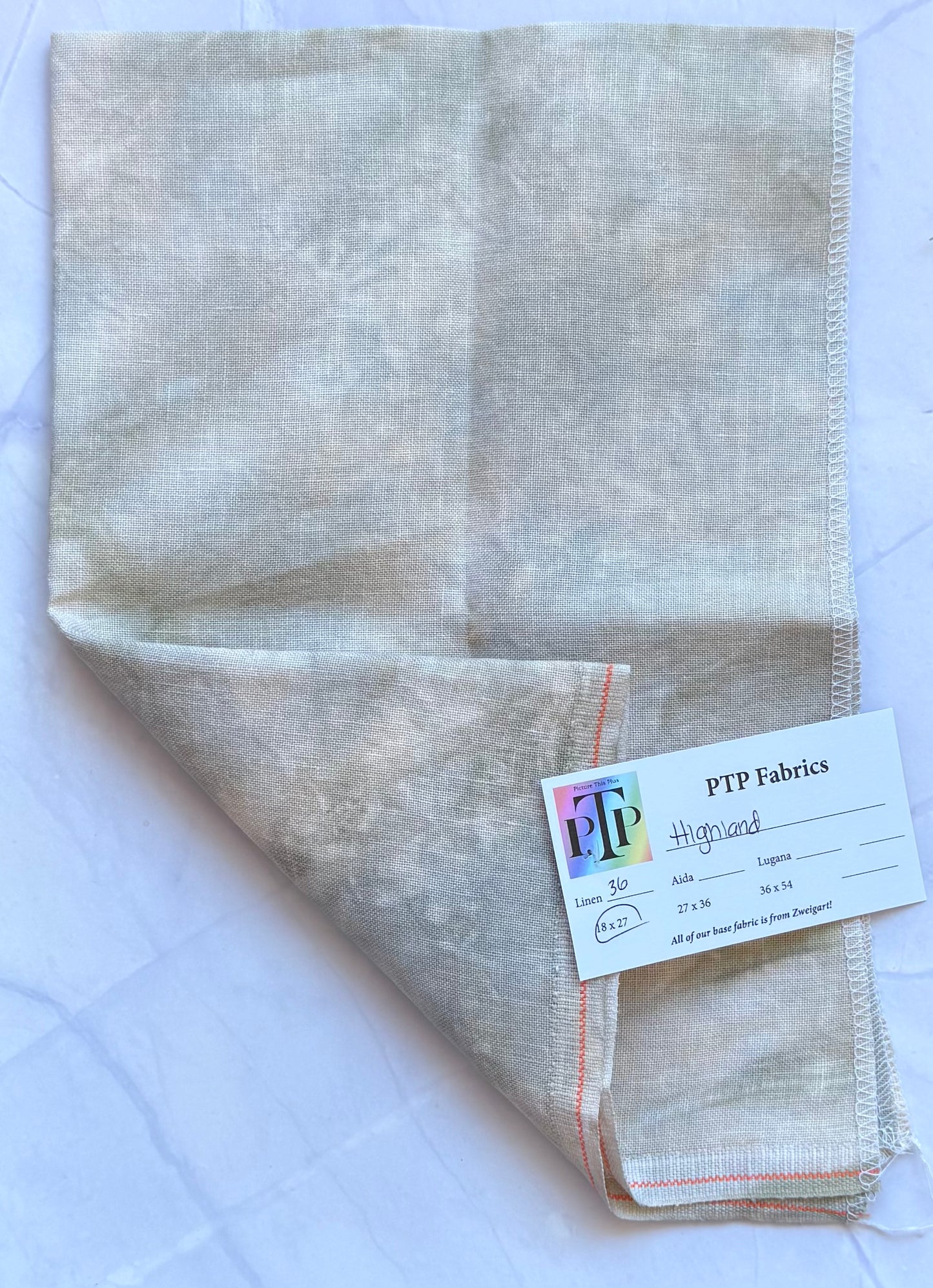 PTP Fabrics – Highland 36 Count 1/4 Yard Hand-Dyed Zweigart Linen