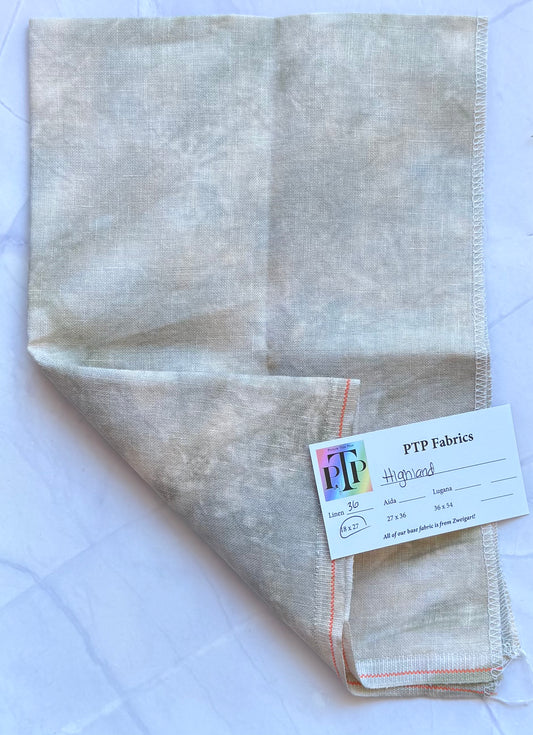 PTP Fabrics – Highland 36 Count 1/4 Yard Hand-Dyed Zweigart Linen