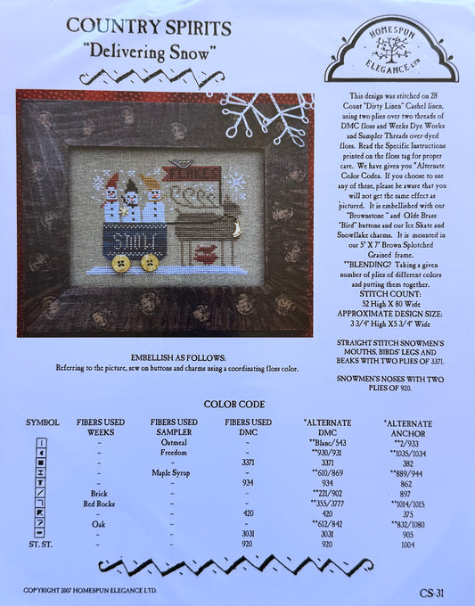 Homespun Elegance – Country Spirits: Delivering Snow