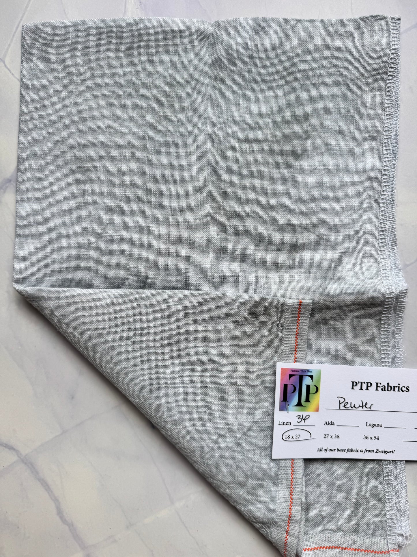 PTP Fabrics – Pewter 36 Count 1/4 Yard Hand-Dyed Zweigart Linen