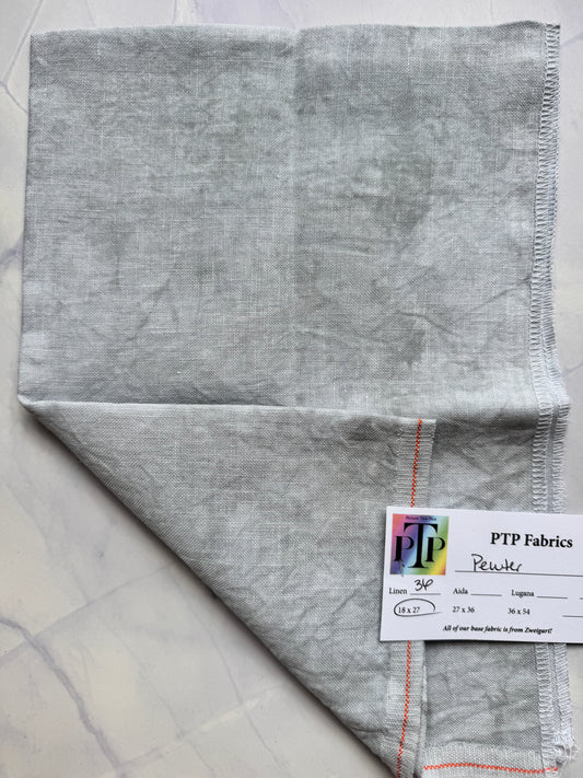 PTP Fabrics – Pewter 36 Count 1/4 Yard Hand-Dyed Zweigart Linen