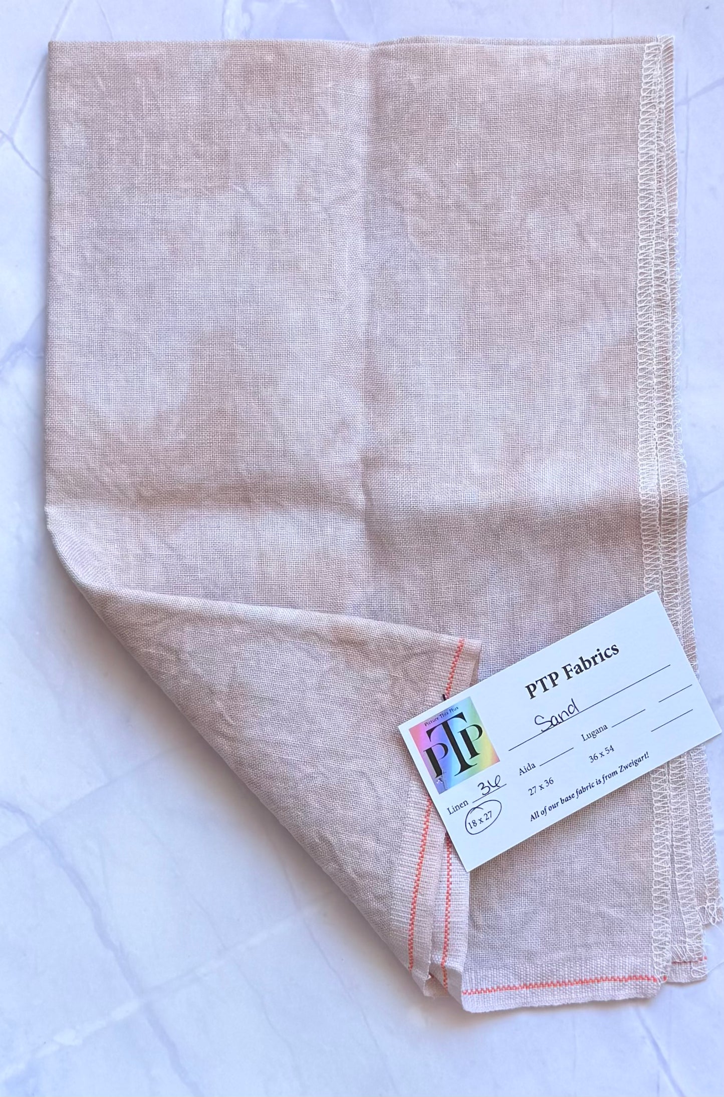 PTP Fabrics – Sand 36 Count 1/4 Yard Hand-Dyed Zweigart Linen