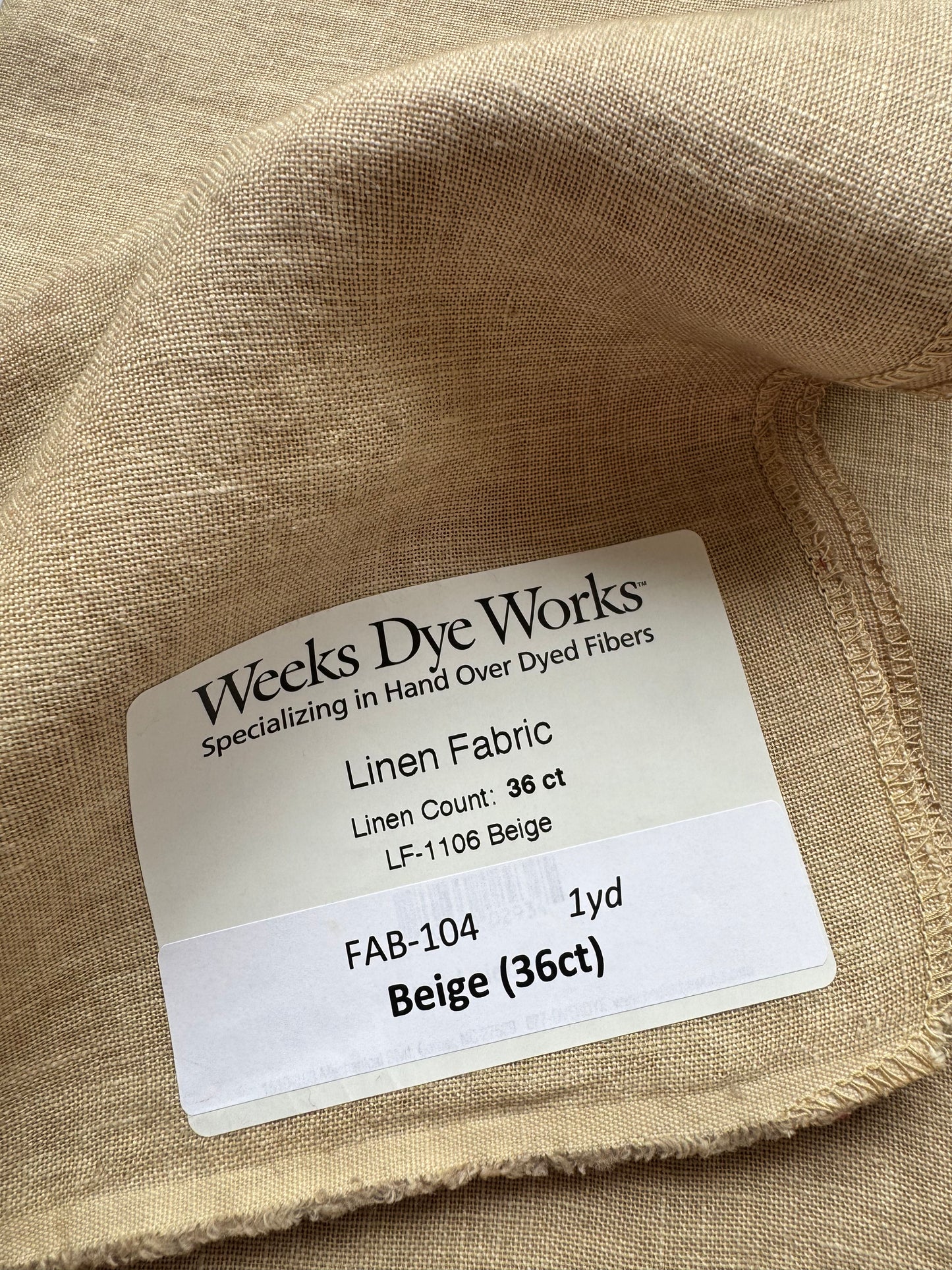 Weeks Dye Works – Beige 36 Count Hand-Dyed Linen
