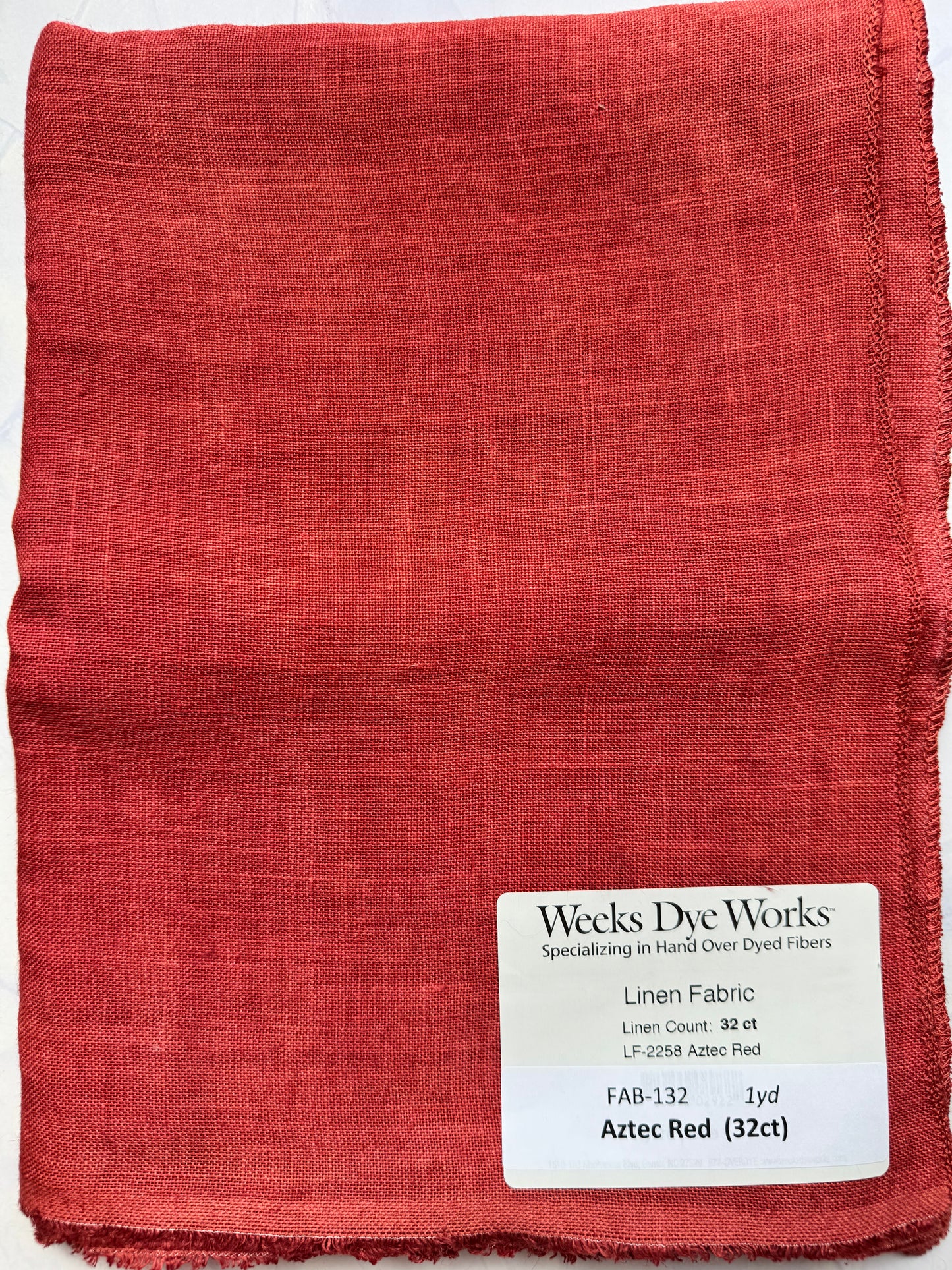 Weeks Dye Works – Aztec Red 32 Count 1/4 Yard Hand-Dyed Linen