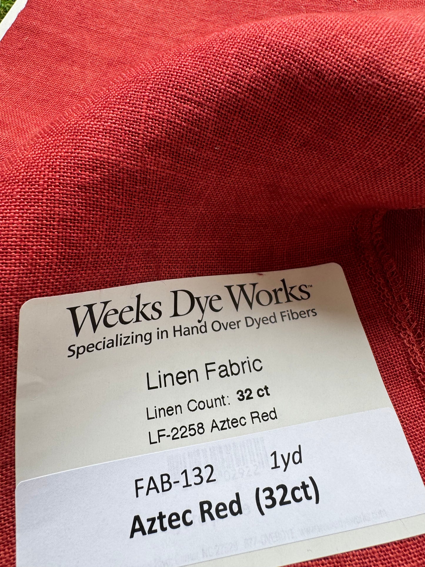 Weeks Dye Works – Aztec Red 32 Count 1/4 Yard Hand-Dyed Linen