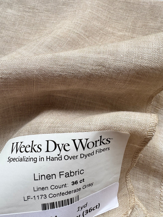 Weeks Dye Works – Confederate Gray 36 Count Hand-Dyed Linen