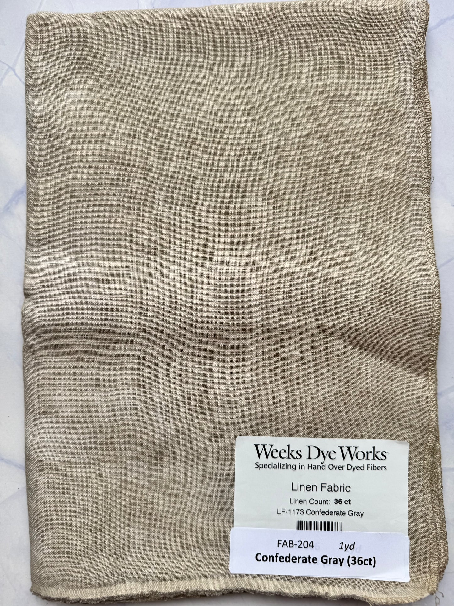 Weeks Dye Works – Confederate Gray 36 Count Hand-Dyed Linen