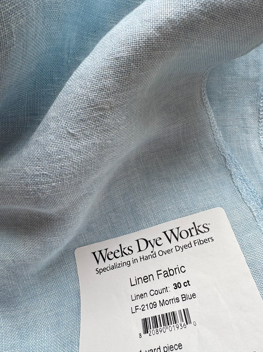 Weeks Dye Works – Morris Blue 30 Count Hand-Dyed Linen