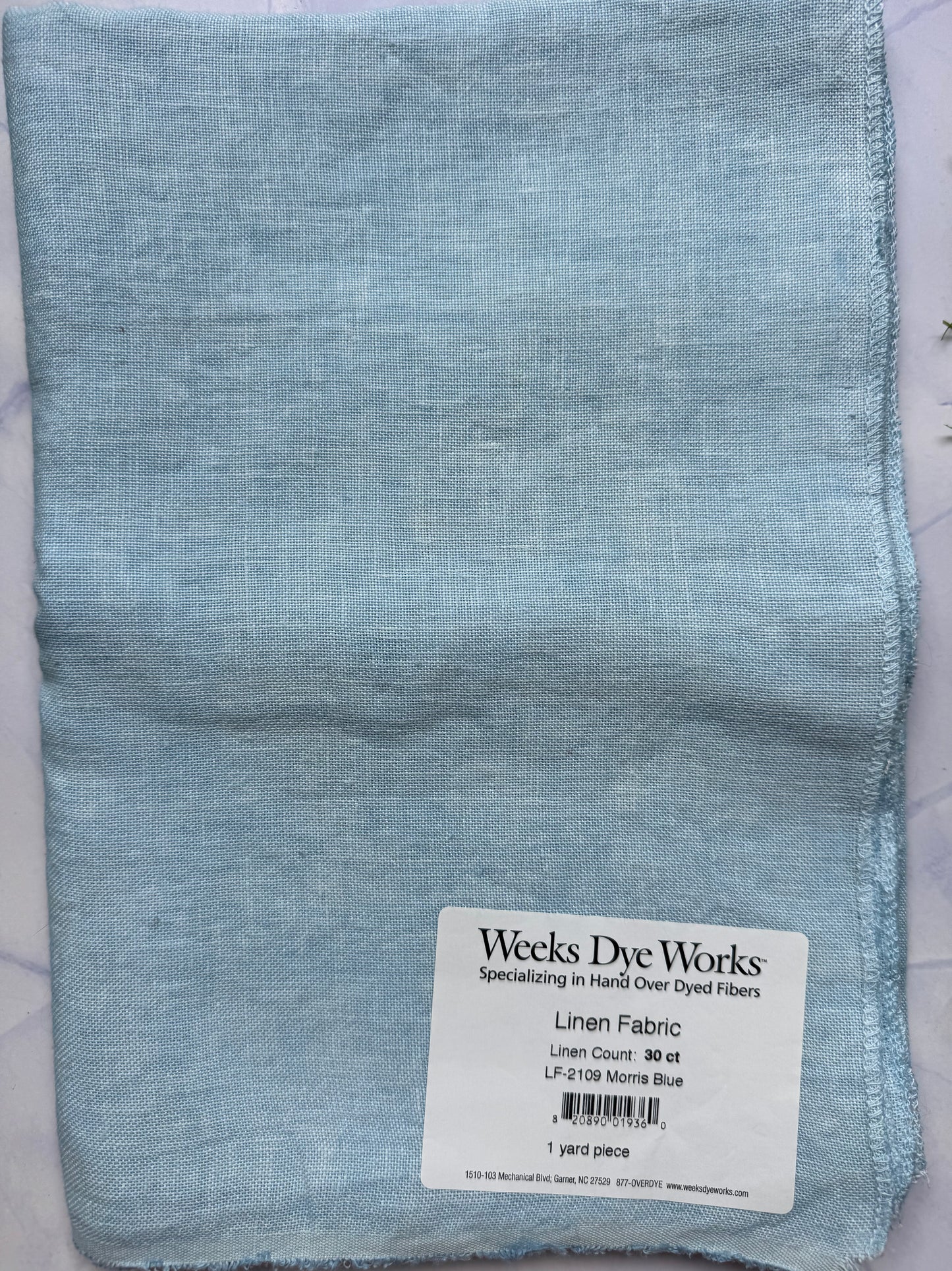 Weeks Dye Works – Morris Blue 30 Count Hand-Dyed Linen