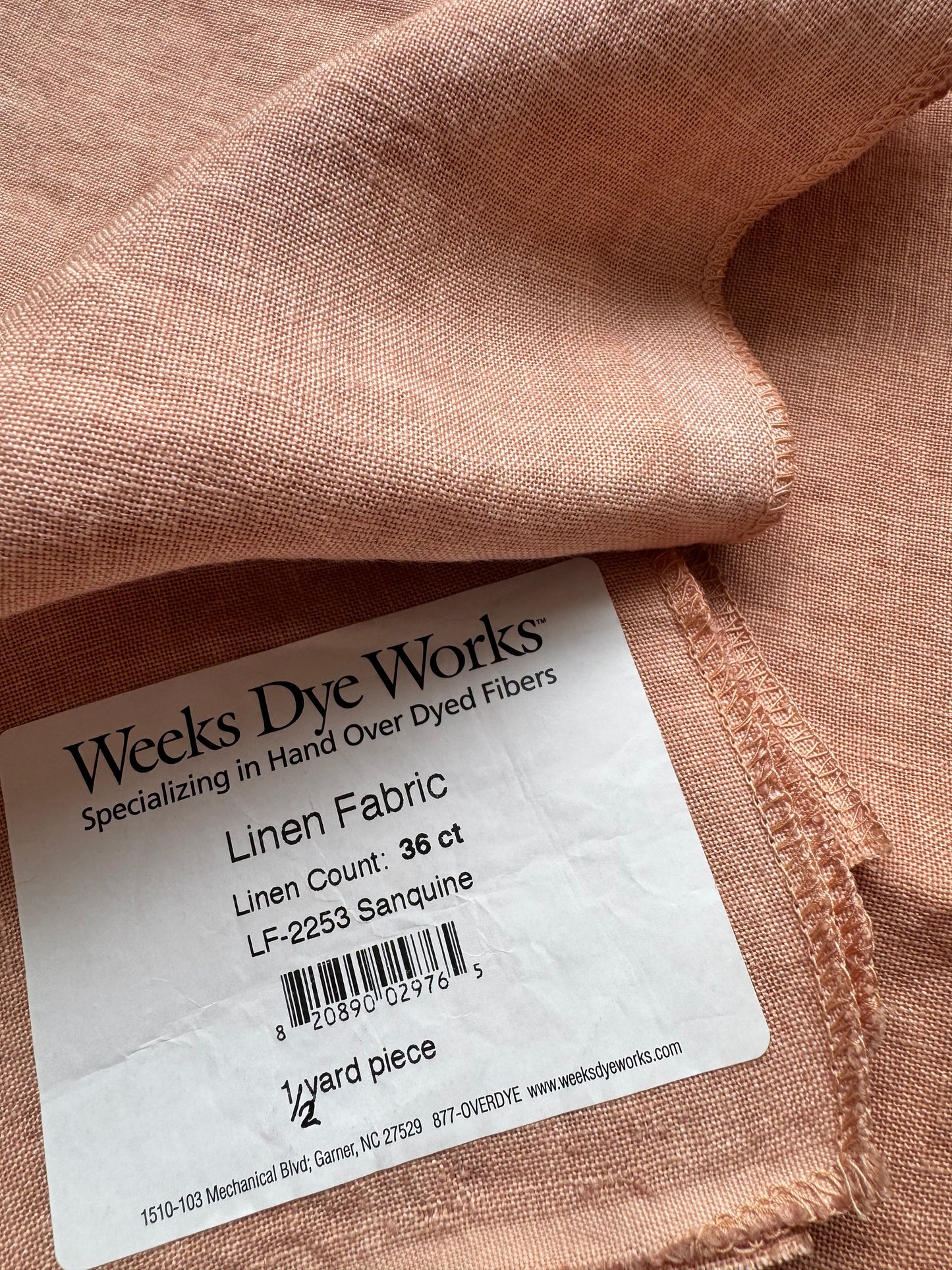 Weeks Dye Works – Sanguine 36 Count 1/2 Yard Hand-Dyed Linen