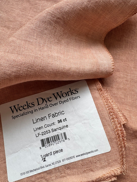 Weeks Dye Works – Sanguine 36 Count 1/2 Yard Hand-Dyed Linen