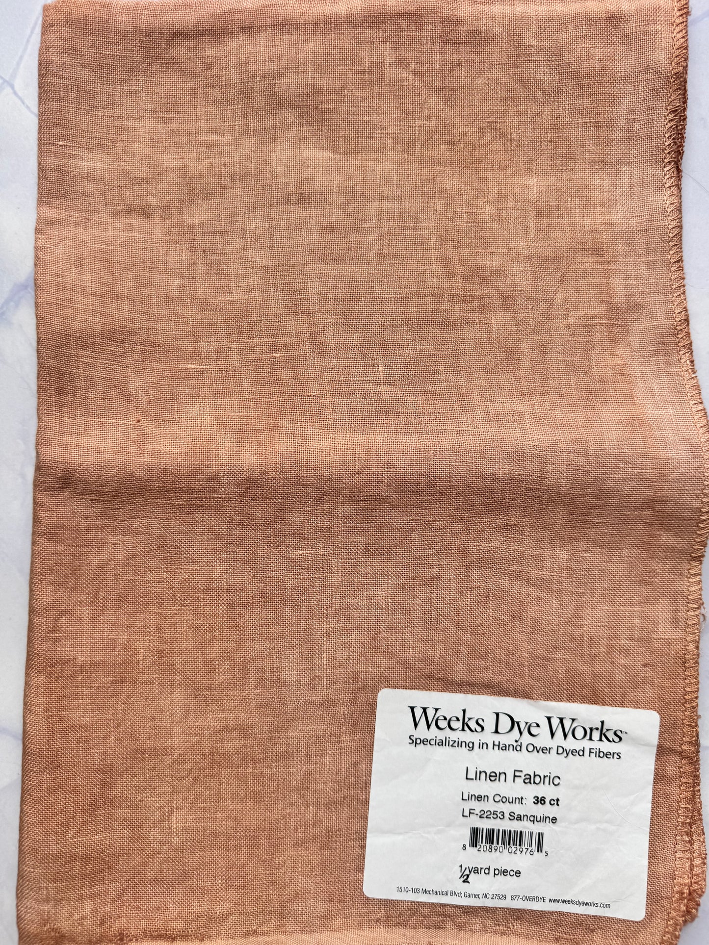 Weeks Dye Works – Sanguine 36 Count 1/2 Yard Hand-Dyed Linen