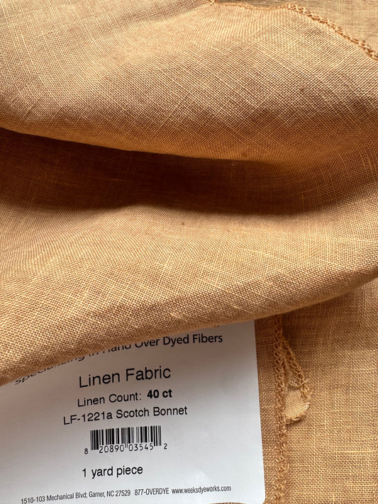 Weeks Dye Works – Scotch Bonnet 40 Count Hand-Dyed Linen