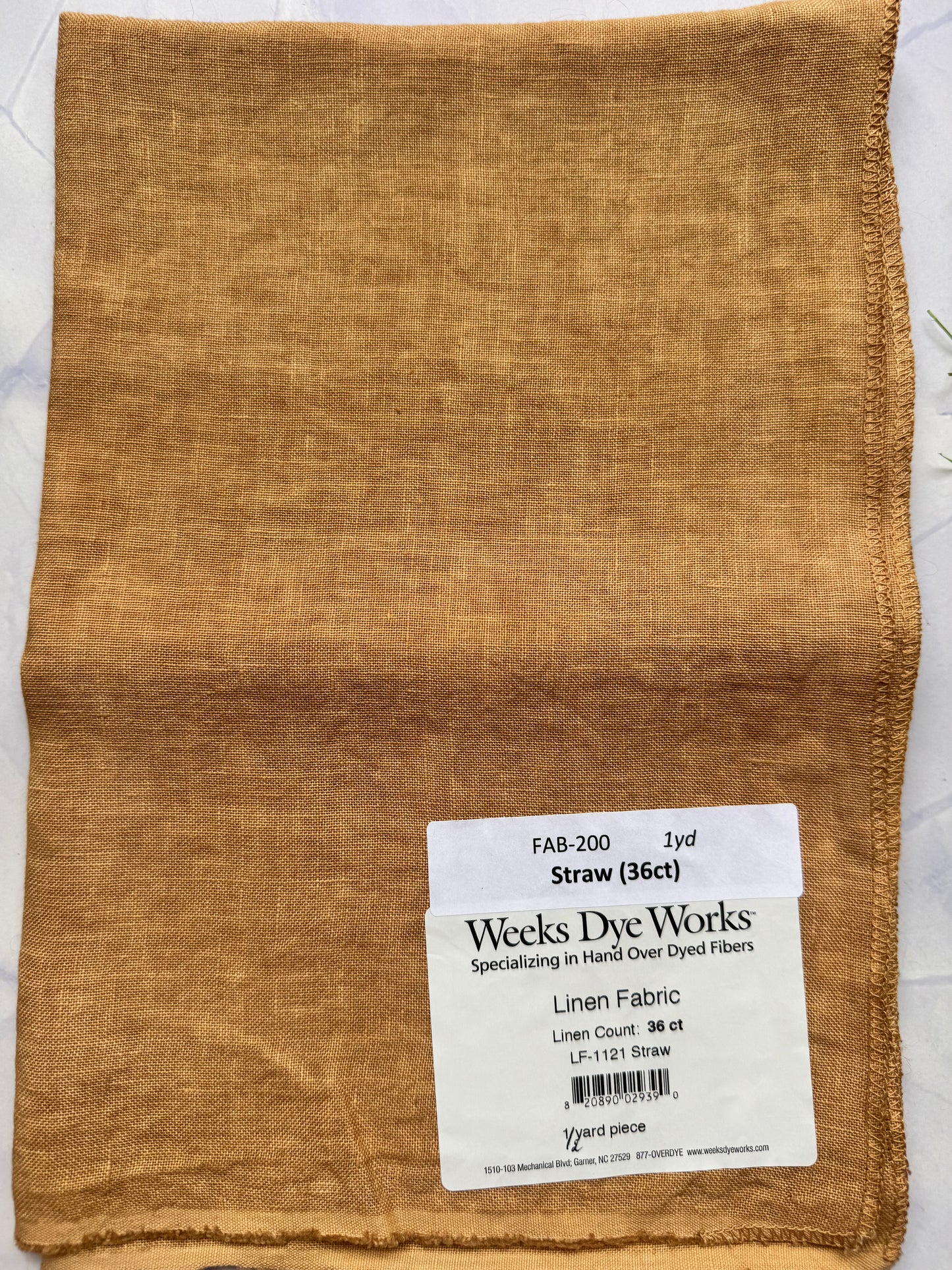 Weeks Dye Works – Straw 36 Count 1/2 Yard Hand-Dyed Linen