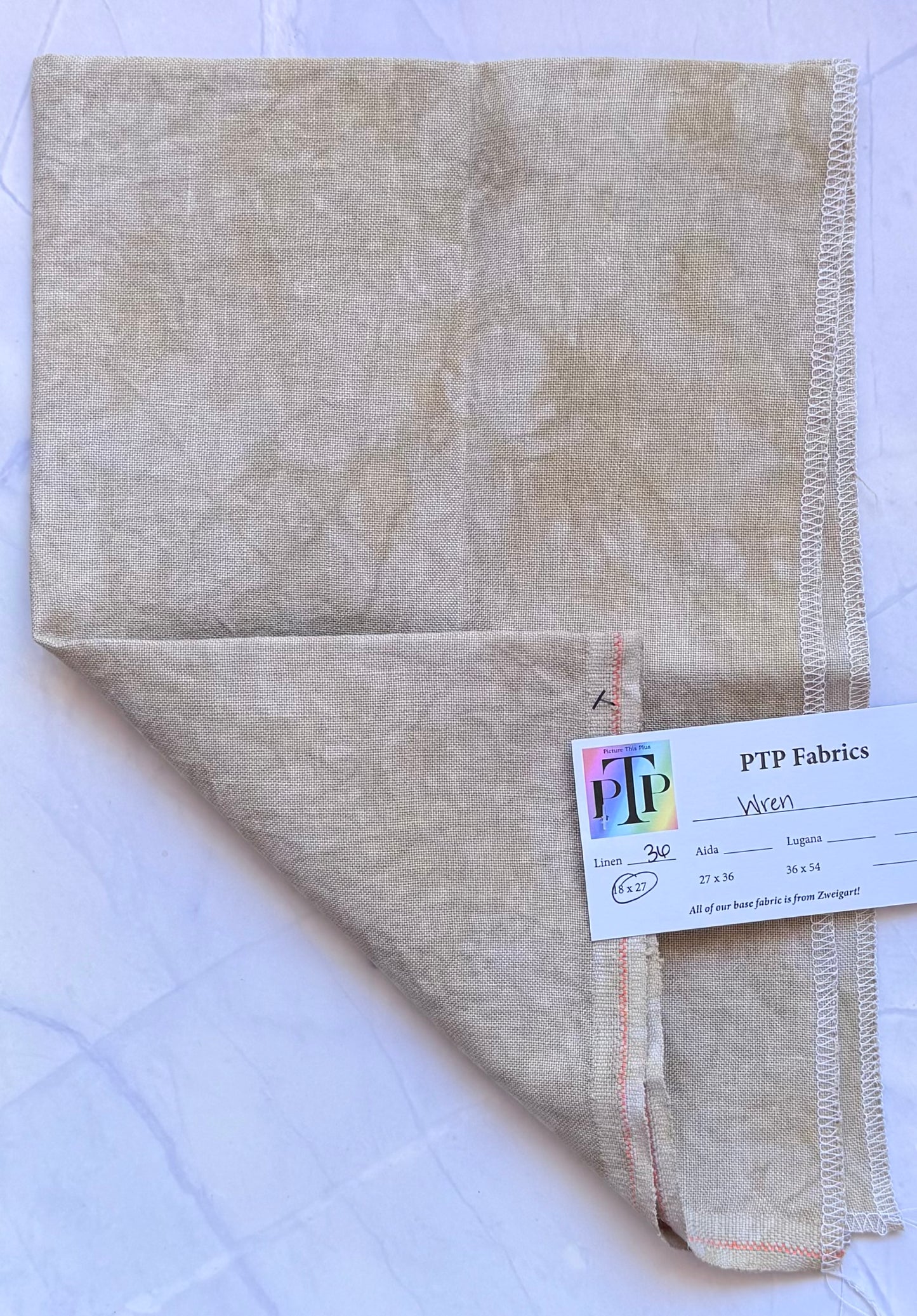 PTP Fabrics – Wren 36 Count 1/4 Yard Hand-Dyed Zweigart Linen